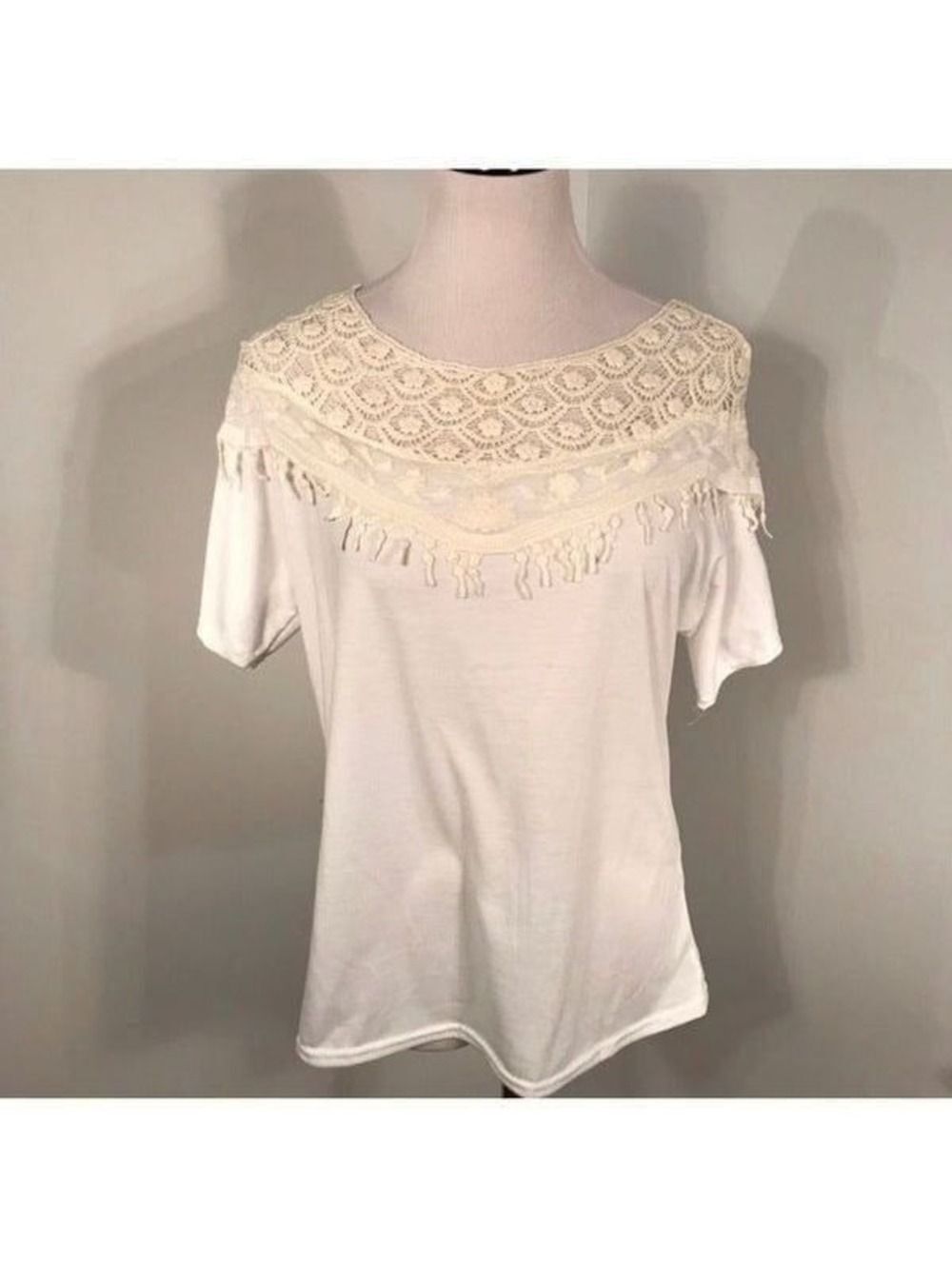 No Brand Cotton and Lace Top Sz L